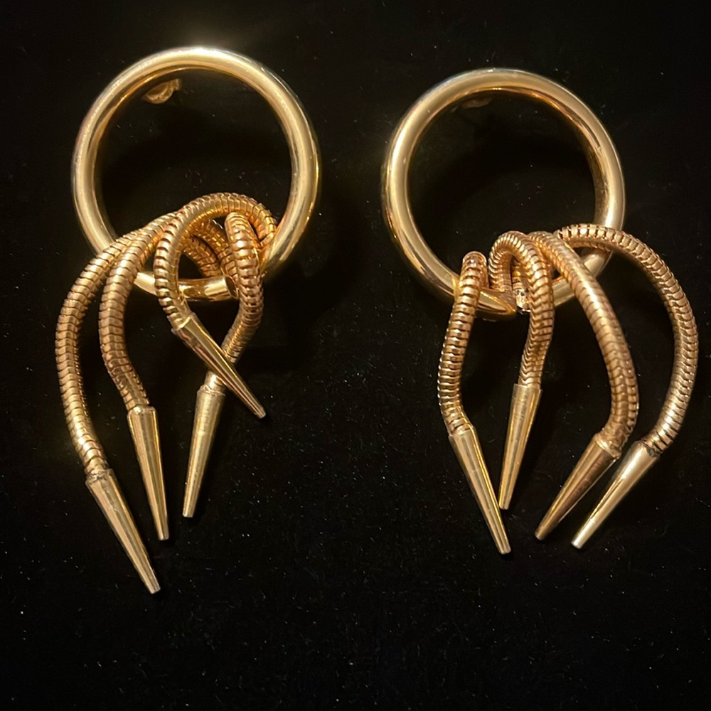 Gold Dangly Round Earrings